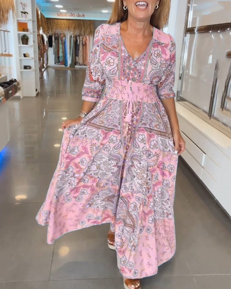 Alira™ | V-Neck Seven Sleeve Dress