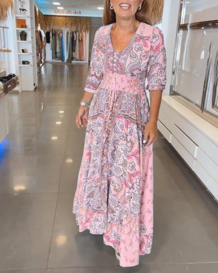 Alira™ | V-Neck Seven Sleeve Dress