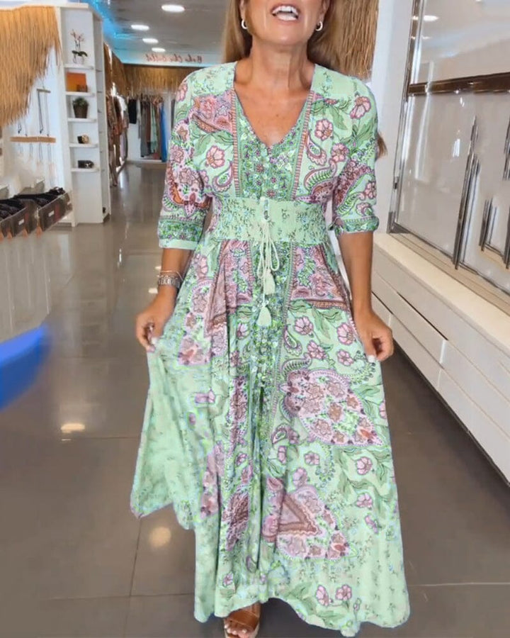 Alira™ | V-Neck Seven Sleeve Dress