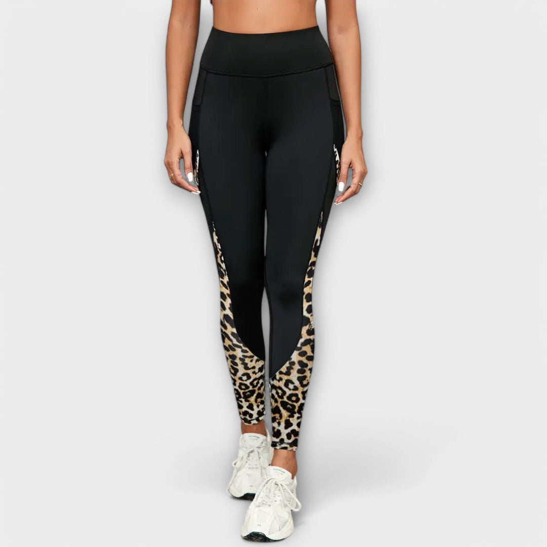 High Waist Training Trousers with Leopard Print