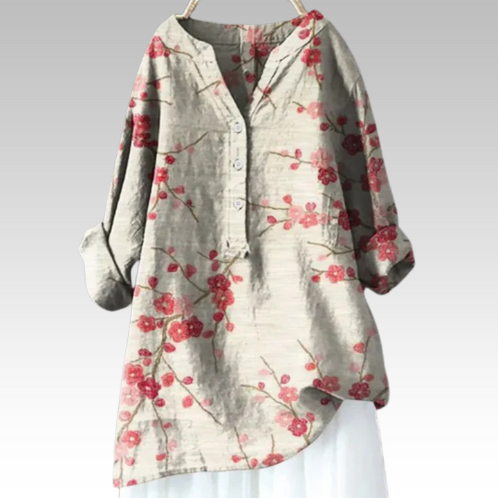 Evelyne | Lange Blumenbluse mit Premium-Qualität