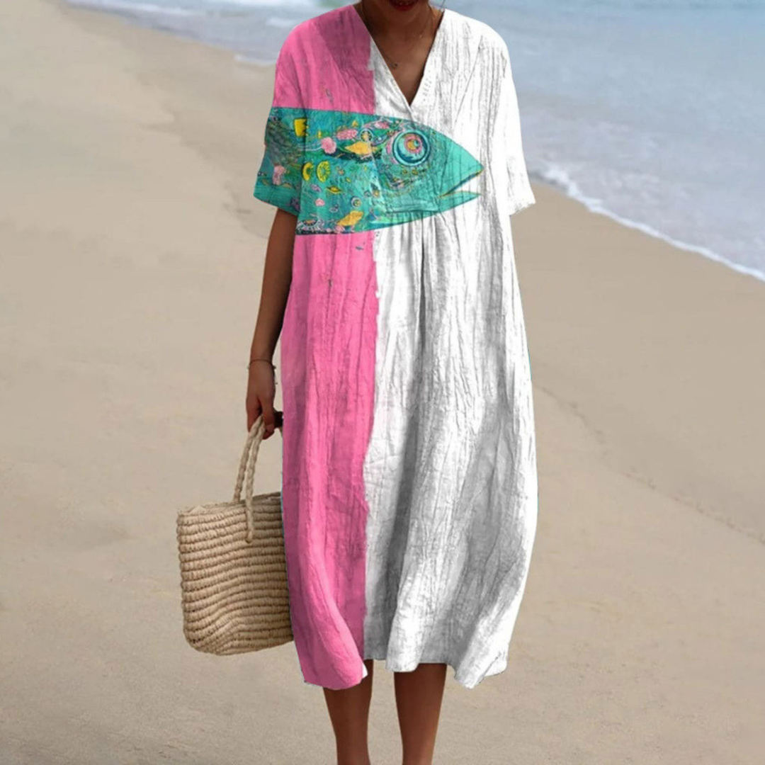 Kalinda™ | Fish-Print Summer Dress