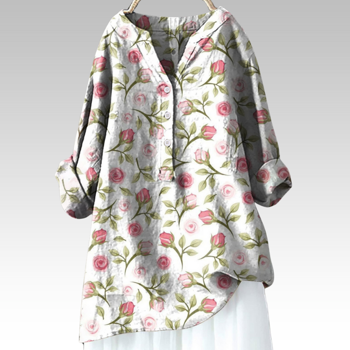 Vanessa | Lange Blumenbluse mit Premium-Qualität