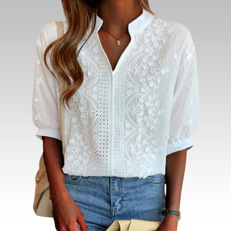 Helene | Vintage-Bluse mit Premium-Spitzenakzenten