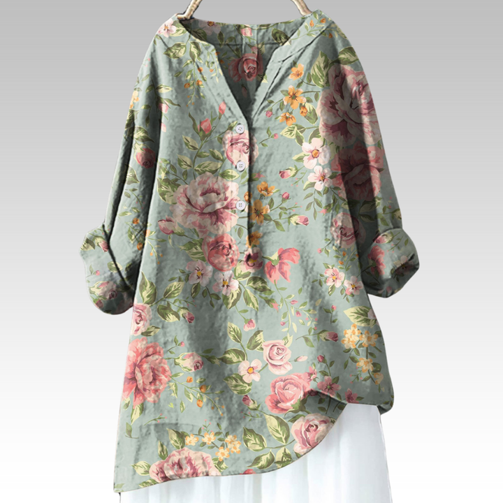 Susanne | Lange Blumenbluse mit Premium-Qualität
