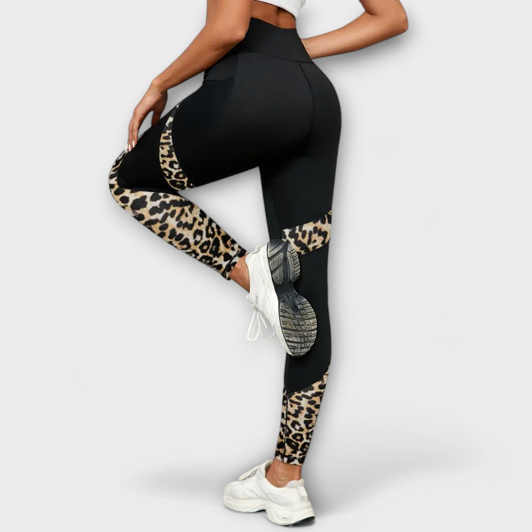 High Waist Training Trousers with Leopard Print