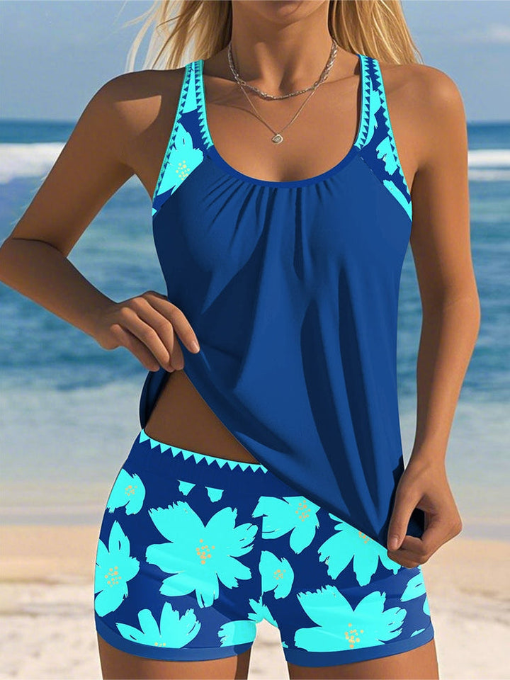 Charlotte - U-Neck Sleeveless Printed Tankini