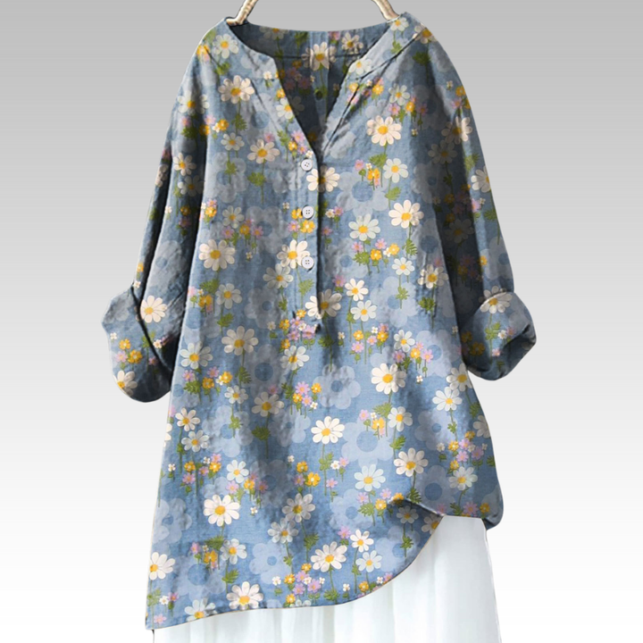Kathleen | Lange Blumenbluse mit Premium-Qualität