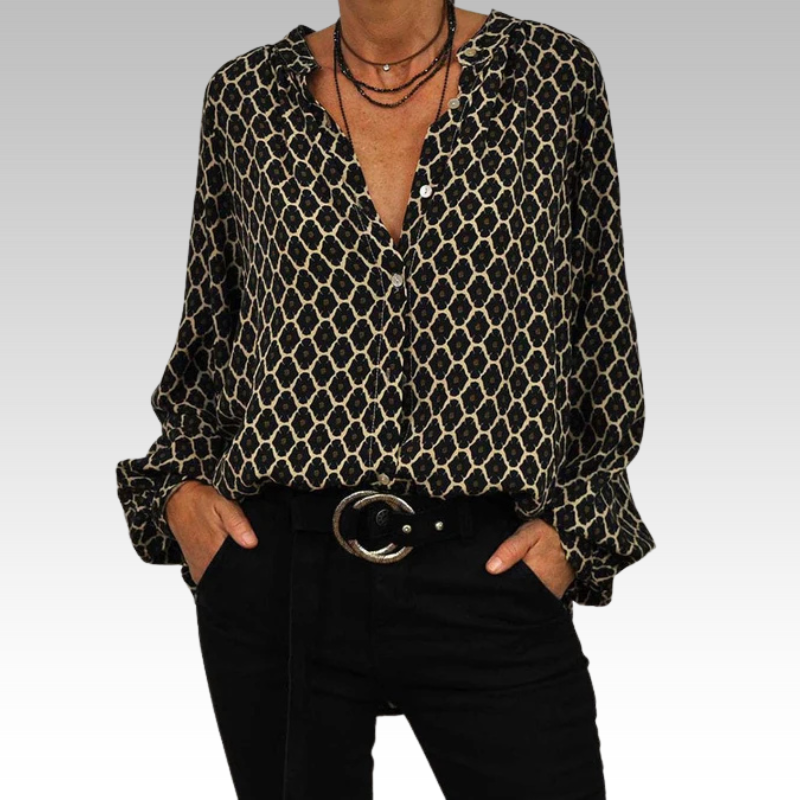 Christiane | Geometrische Bluse mit Premium-Qualität