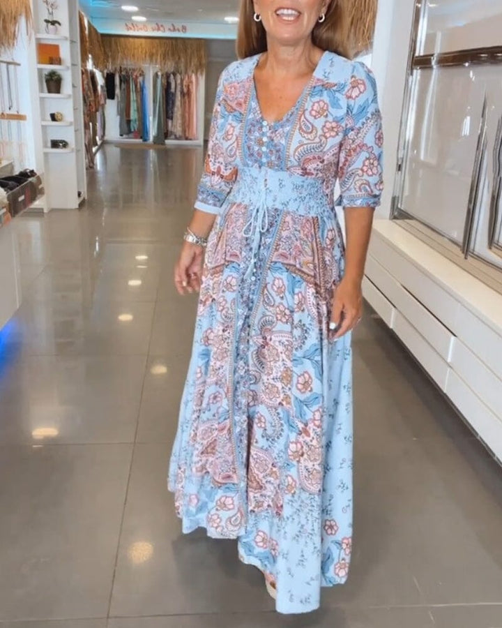 Alira™ | V-Neck Seven Sleeve Dress