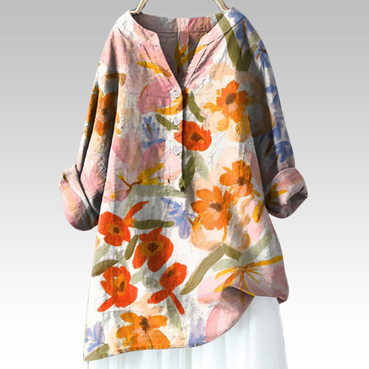 Hildegard | Lange Blumenbluse mit Premium-Qualität