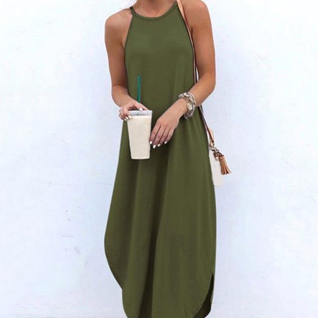 Aurella - Effortless Halter Maxi Dress