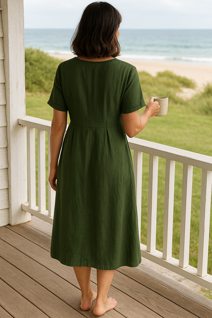 Anna | Cotton Linen Midi Dress