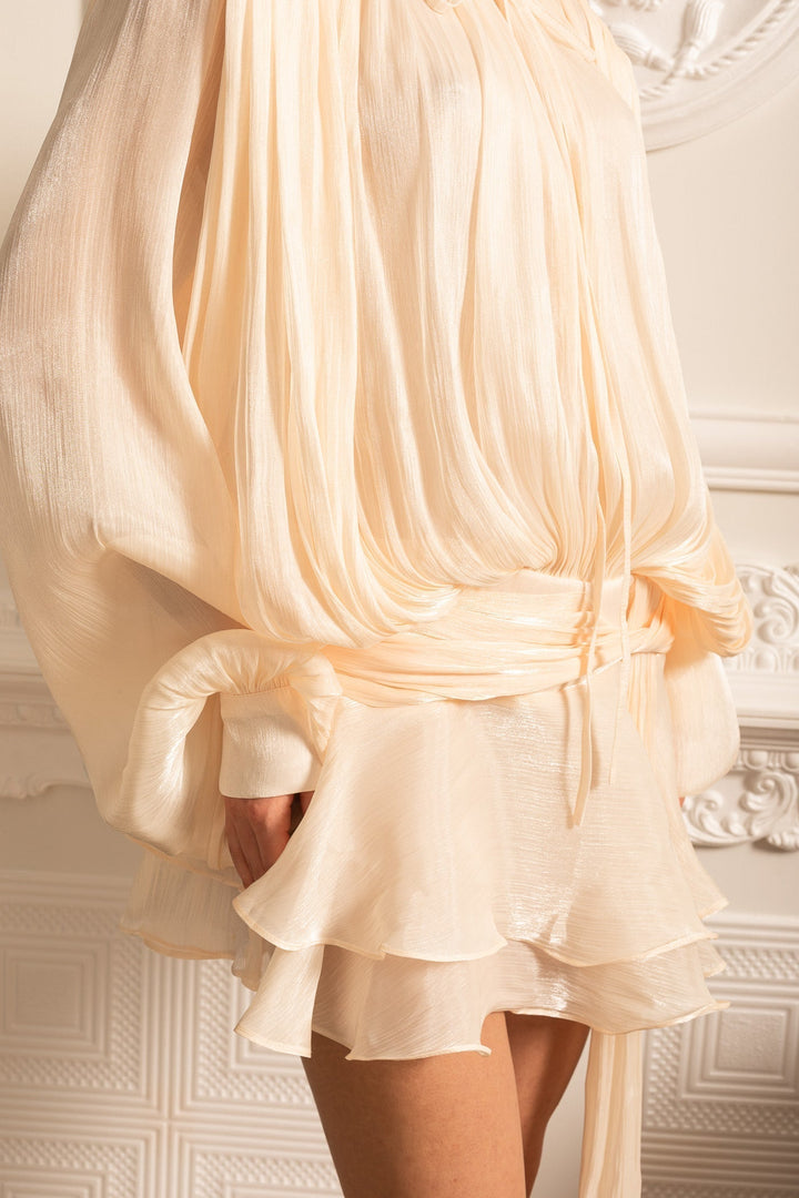 Seraphine | Short Pleated Dress with Long Sleeves