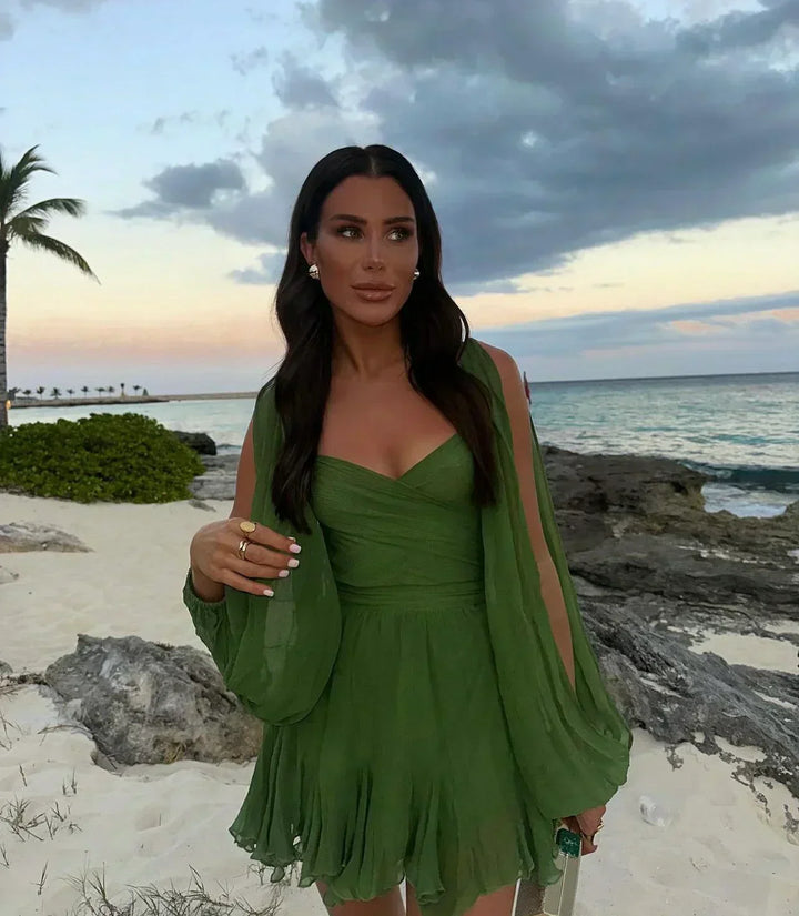 Chloe | Flowy Ruffled V-Neck Dress