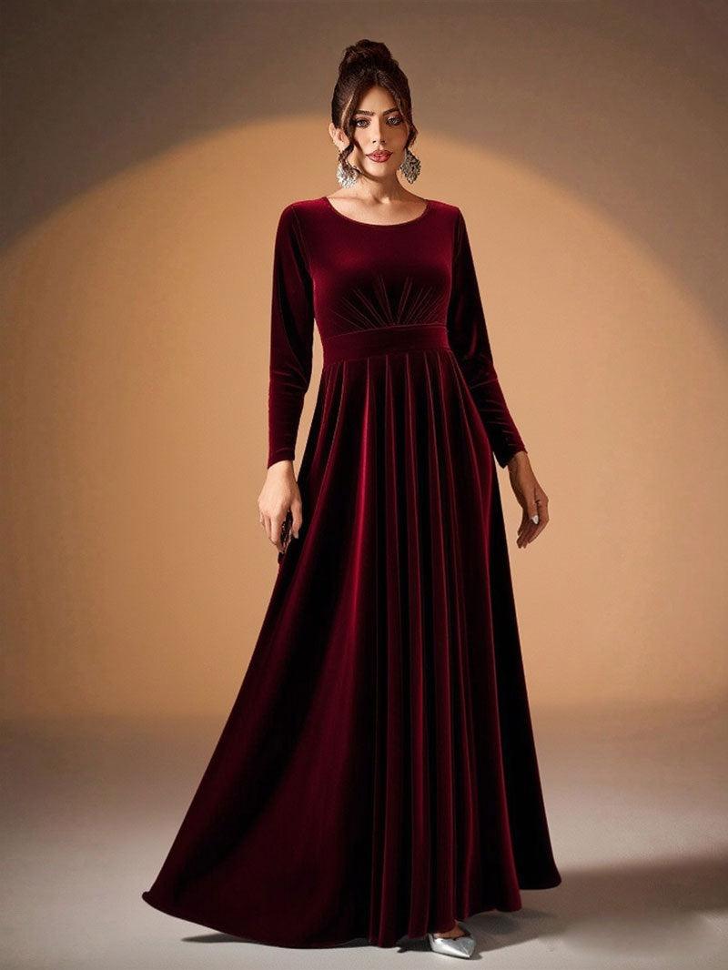 Beatrice | Long-Sleeve Velvet Maxi Dress
