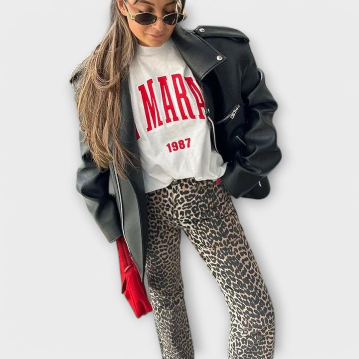 Vintage Jeans with Leopard Print