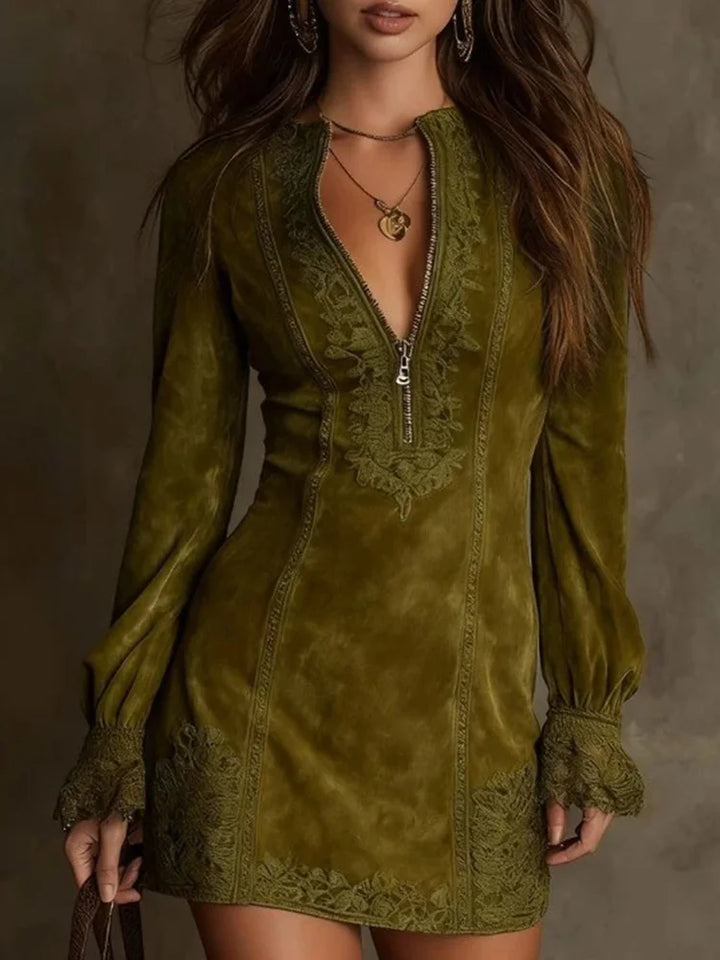 Serena | Suede Lace Dress