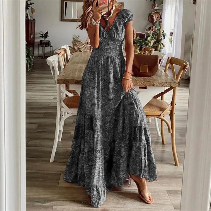 Bohemian V-Neck Floral Maxi Dress
