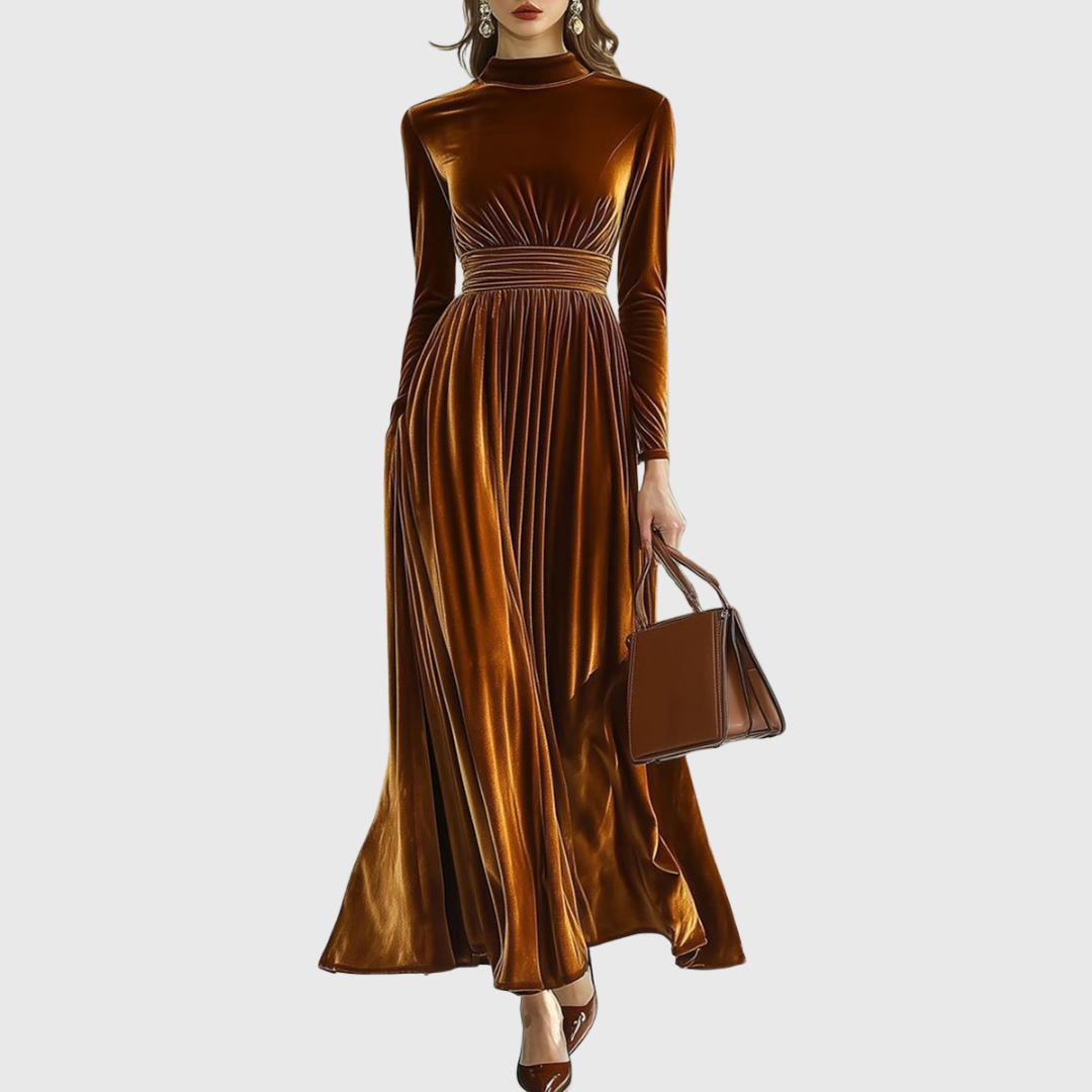Margot | Pleated Velvet Maxi Dress