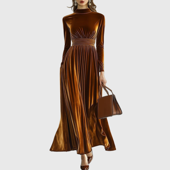Margot | Pleated Velvet Maxi Dress