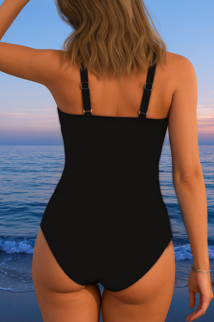 Luxe Surplice Swimsuit with Colorful Print