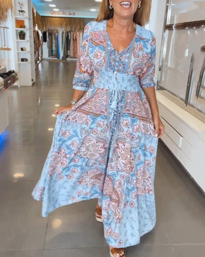 Alira™ | V-Neck Seven Sleeve Dress