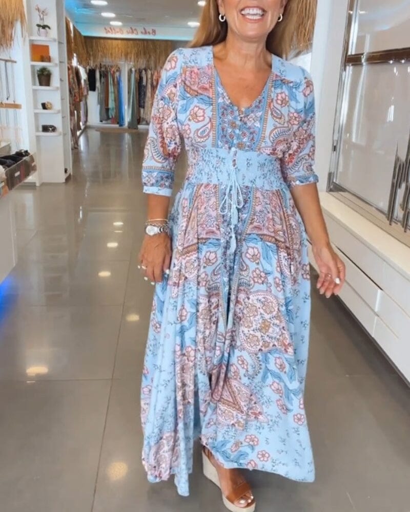 Alira™ | V-Neck Seven Sleeve Dress