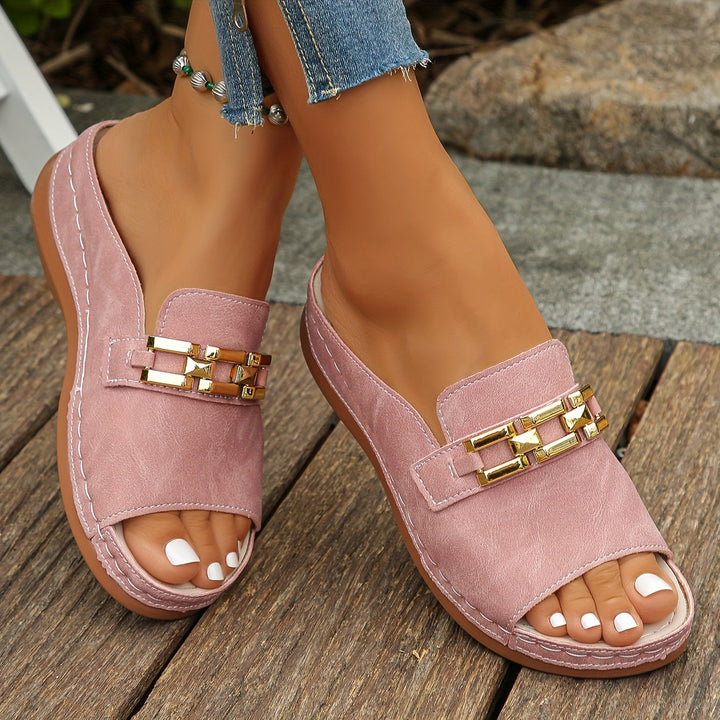 Romy™ | Gold-Link Slide Sandals