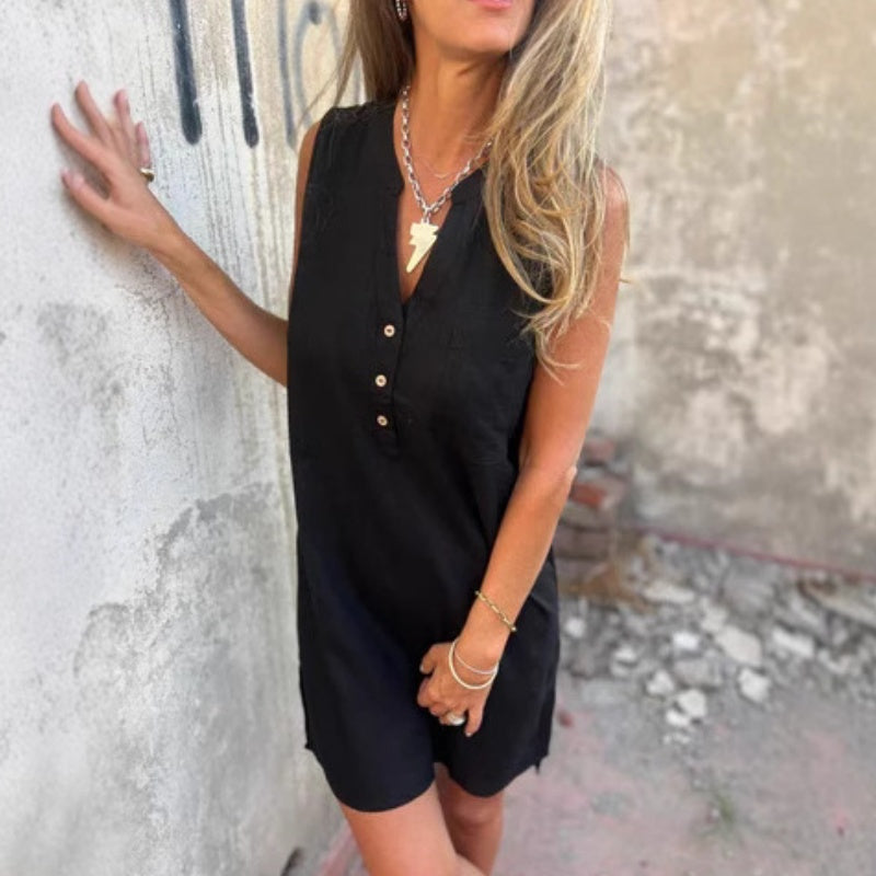 Anaïs I Sleeveless Dress with Buttons and Pockets